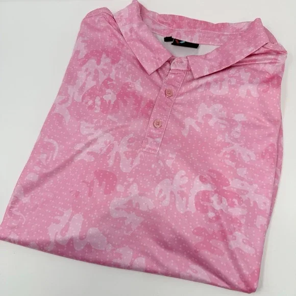 Yatta Golf Polo Shirt Mens XXL Pink Camo Geometric All Over print Active - Picture 1 of 7